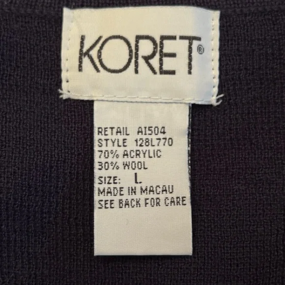 Vintage Koret Wool Blend Embroidered Navy Blue Sweater Vest - Picture 4 of 10